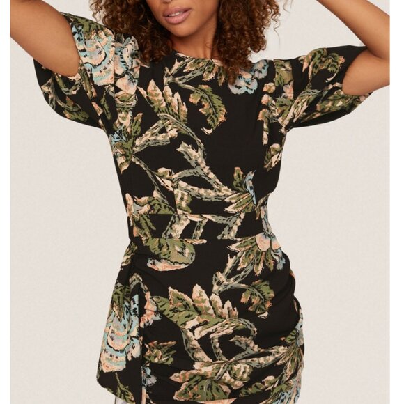 RHODE Camellia Vine Black Floral Pia Dress Size 8 - Picture 2 of 16